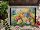 Freesias in Watercolor Doormat Front Door Mat Indoor Outdoor Rugs for Entryway, Non Slip Washable Low Pile, 24H X 36W