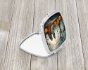 The Weeping Woman Spooky Halloween Compact Mirror Decorative Travel Makeup Mirror for Women Girls Gifts Pocket Makeup Mirror Folding Handheld