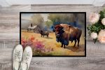 Wood Bison Doormat Front Door Mat Indoor Outdoor Rugs for Entryway, Non Slip Washable Low Pile, 24H X 36W
