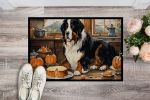 Bernese Mountain Dog Fall Kitchen Pumpkins Doormat Front Door Mat Indoor Outdoor Rugs for Entryway, Non Slip Washable Low Pile, 24H X 36W