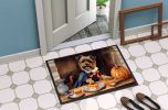 Border Terrier Fall Kitchen Pumpkins Doormat Front Door Mat Indoor Outdoor Rugs for Entryway, Non Slip Washable Low Pile, 24H X 36W