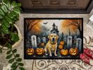Yellow Labrador Retriever Spooky Halloween Doormat Front Door Mat Indoor Outdoor Rugs for Entryway, Non Slip Washable Low Pile, 24H X 36W