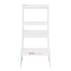 VEVOR Toddler Step Stool, Natural Pine Wood Kids Kitchen Stool Helper with Safety Rail