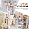 VEVOR Toddler Step Stool, Natural Pine Wood Kids Kitchen Stool Helper with Safety Rail