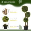 Artificial Plant for Home Decor Indoor & Outdoor Fake Plants Artificial Tree in Pot, 3 Ball Boxwood Topiary Tree for Home Office, Living Room Decor