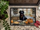 Black Lab Fall Kitchen Pumpkins Doormat Front Door Mat Indoor Outdoor Rugs for Entryway, Non Slip Washable Low Pile, 24H X 36W