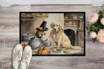Yellow Lab Fall Kitchen Pumpkins Doormat Front Door Mat Indoor Outdoor Rugs for Entryway, Non Slip Washable Low Pile, 24H X 36W