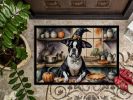 Boston Terrier Fall Kitchen Pumpkins Doormat Front Door Mat Indoor Outdoor Rugs for Entryway, Non Slip Washable Low Pile, 24H X 36W