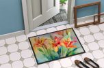 Lilies in Watercolor Doormat Front Door Mat Indoor Outdoor Rugs for Entryway, Non Slip Washable Low Pile, 24H X 36W