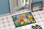 Freesias in Watercolor Doormat Front Door Mat Indoor Outdoor Rugs for Entryway, Non Slip Washable Low Pile, 24H X 36W