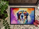 Bernese Mountain Dog Hippie Dawg Doormat Front Door Mat Indoor Outdoor Rugs for Entryway, Non Slip Washable Low Pile, 24H X 36W