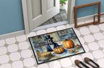 Pit Bull Terrier Fall Kitchen Pumpkins Doormat Front Door Mat Indoor Outdoor Rugs for Entryway, Non Slip Washable Low Pile, 24H X 36W