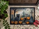 Keeshond Spooky Halloween Doormat Front Door Mat Indoor Outdoor Rugs for Entryway, Non Slip Washable Low Pile, 24H X 36W