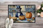 Pit Bull Terrier Fall Kitchen Pumpkins Doormat Front Door Mat Indoor Outdoor Rugs for Entryway, Non Slip Washable Low Pile, 24H X 36W