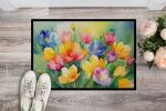 Freesias in Watercolor Doormat Front Door Mat Indoor Outdoor Rugs for Entryway, Non Slip Washable Low Pile, 24H X 36W