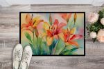 Lilies in Watercolor Doormat Front Door Mat Indoor Outdoor Rugs for Entryway, Non Slip Washable Low Pile, 24H X 36W