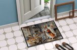 Corgi Fall Kitchen Pumpkins Doormat Front Door Mat Indoor Outdoor Rugs for Entryway, Non Slip Washable Low Pile, 24H X 36W
