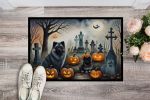 Keeshond Spooky Halloween Doormat Front Door Mat Indoor Outdoor Rugs for Entryway, Non Slip Washable Low Pile, 24H X 36W